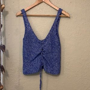 Blue sweater tank tie front